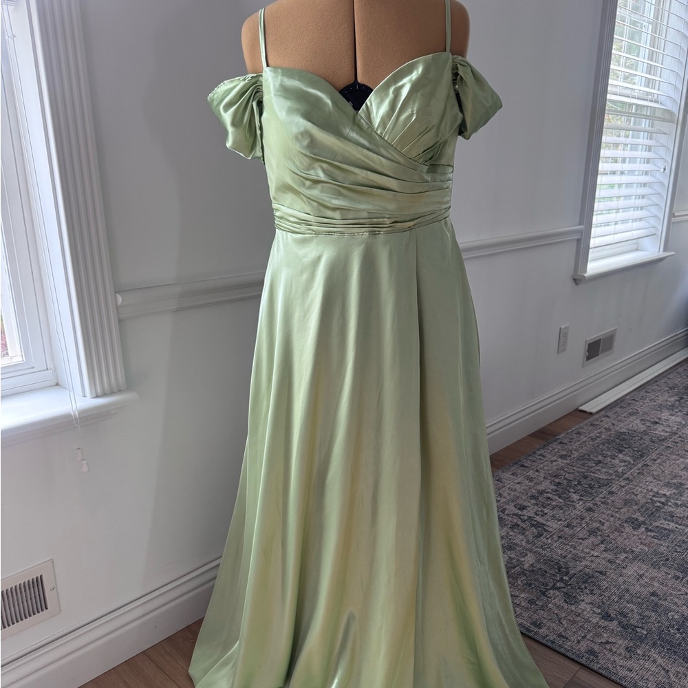 Elegant Sage Green Satin dress